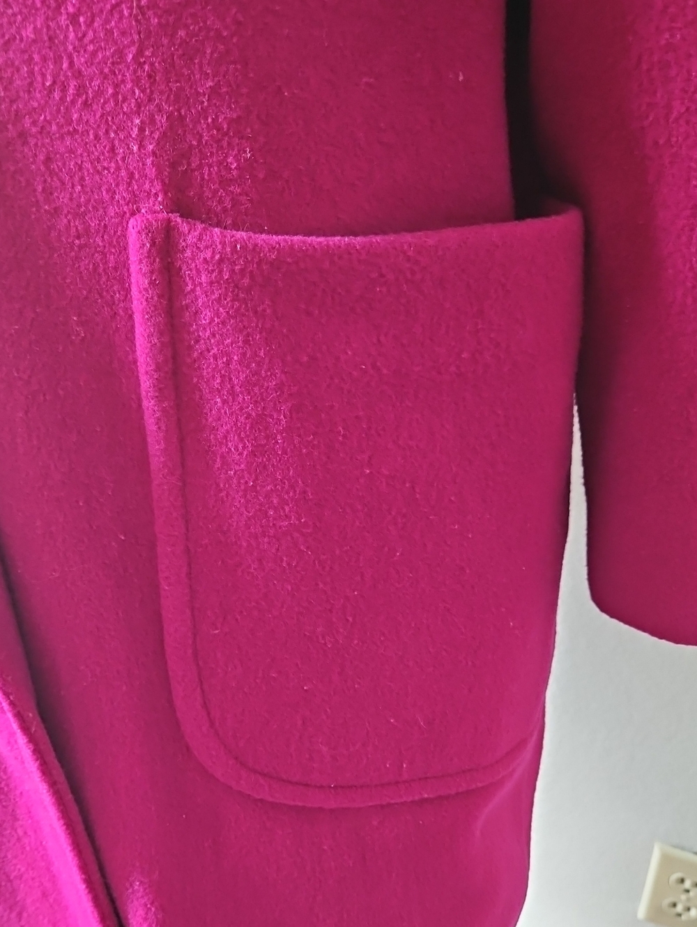 Lorovi Fuchsia Long Wool Coat with Oversized Collar Petite - Picture 2 of 8